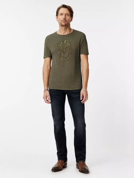 John Varvatos CHAIN SKULL Crew - Olive Leaf
