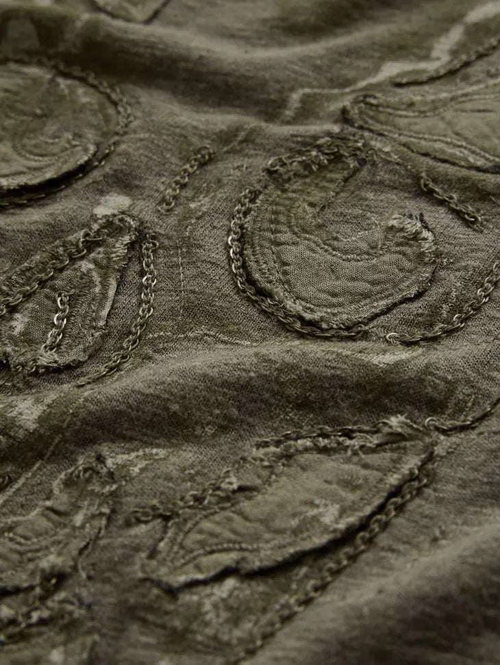 John Varvatos CHAIN SKULL Crew - Olive Leaf