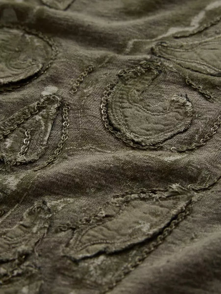 John Varvatos CHAIN SKULL Crew - Olive Leaf