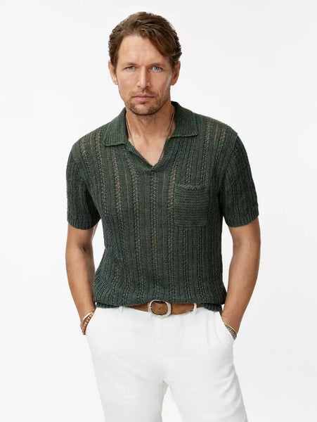 John Varvatos ODIN Linen Polo - Moss