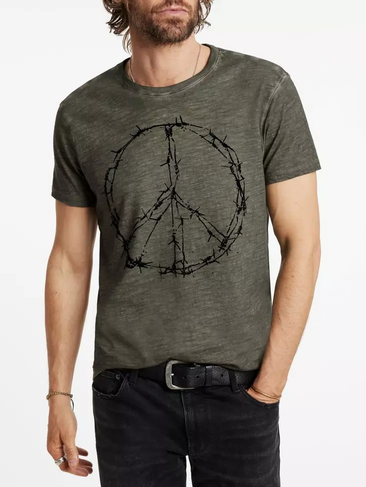 John Varvatos Barbwire PeaceTee - Dark Moss
