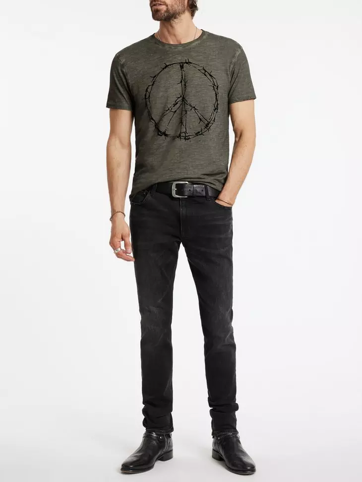 John Varvatos Barbwire PeaceTee - Dark Moss