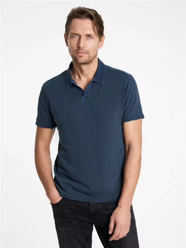 John Varvatos Zion SS Garment Dye Polo - Deep Blue