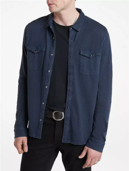 John Varvatos Arvon Western Shirt - Pacific Blue