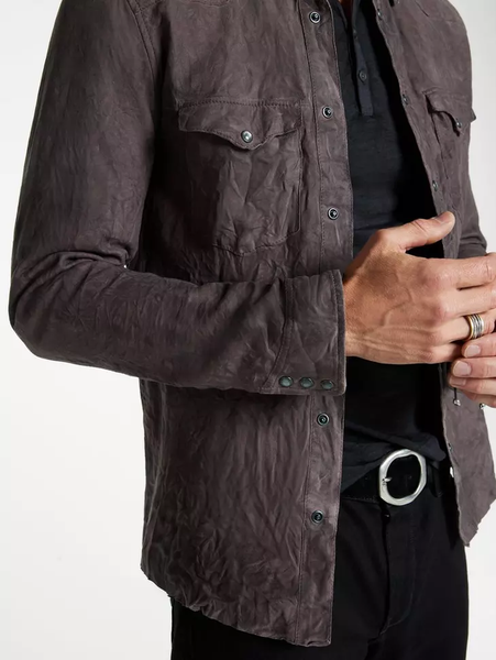 John Varvatos MASON Leather Shirt Jacket - Ebony