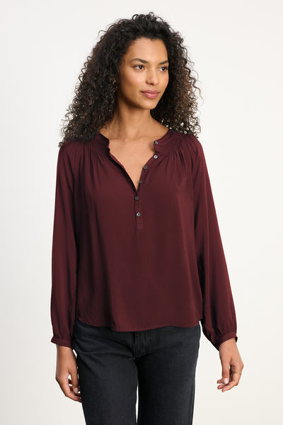 Velvet Aurelia Rayon Chalis Top in Henna