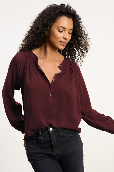 Velvet Aurelia Rayon Chalis Top in Henna