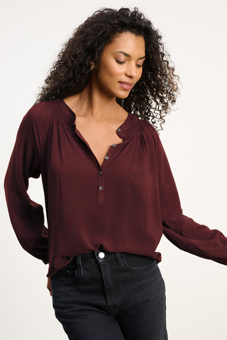 Velvet Aurelia Rayon Chalis Top in Henna