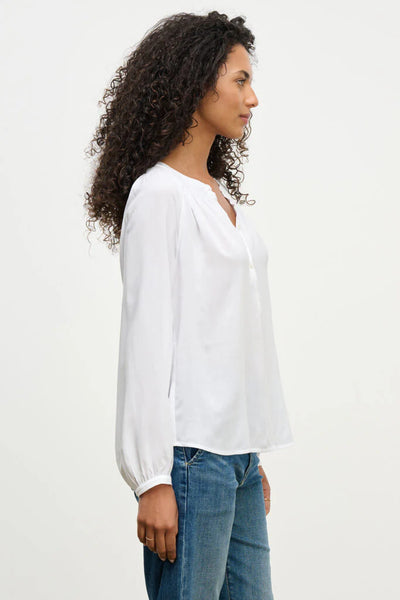 Velvet Aurelia Rayon Chalis Top in White