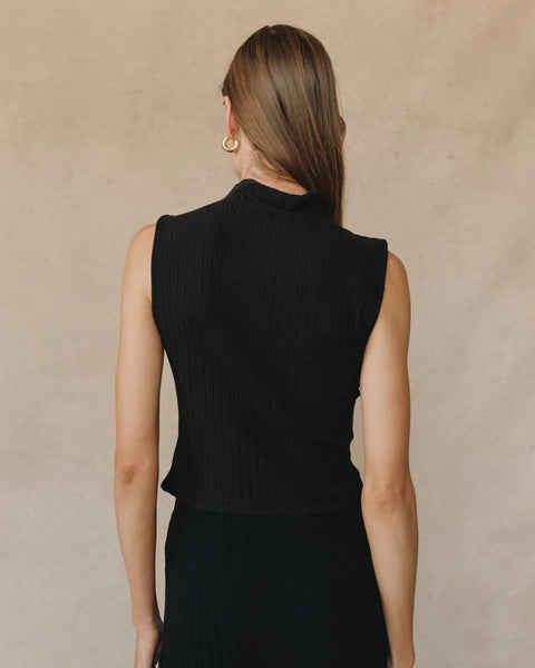 Bella Dahl Sleeveless Mock Neck Top - Black