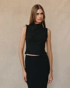 Bella Dahl Sleeveless Mock Neck Top - Black