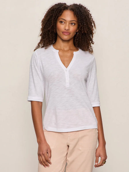 Sanctuary Rolled Sleeve Henley Tee in White