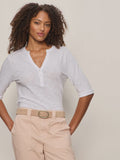 Sanctuary Rolled Sleeve Henley Tee in White