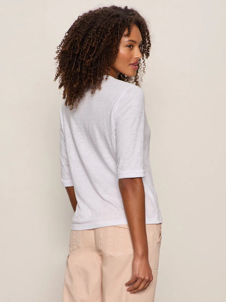 Sanctuary Rolled Sleeve Henley Tee in White