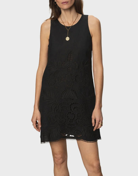 Sanctuary Embroidered Blooms Sleeveless dress in Black