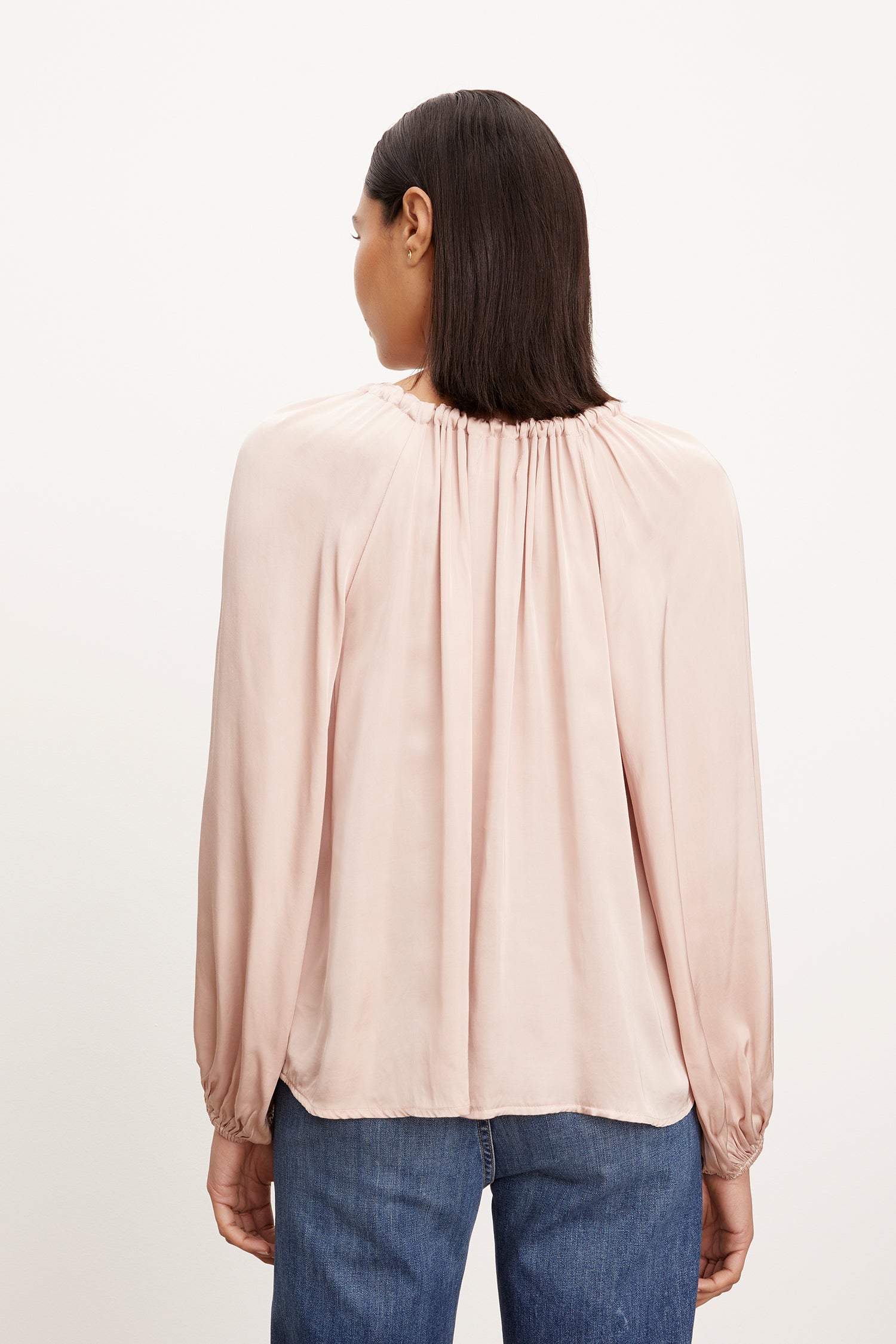 Velvet Noria Satin Viscose Long Sleeve Top in Ballet