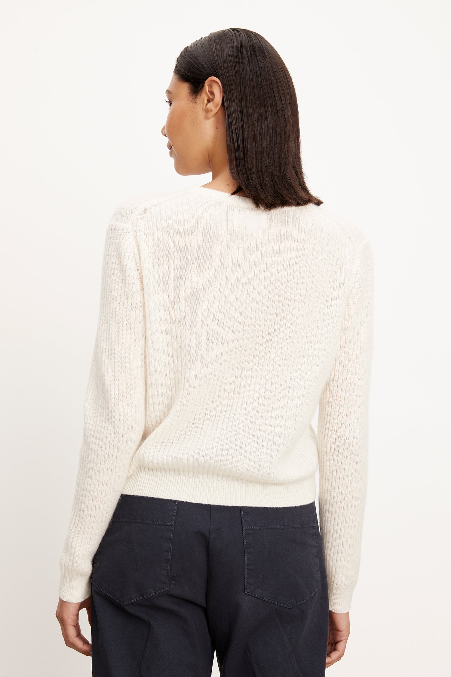Velvet Coralie Sheer Cashmere Cardigan in Milk