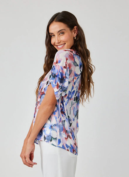 bella dahl short sleeve shirred raglan shirt magnolia bloom