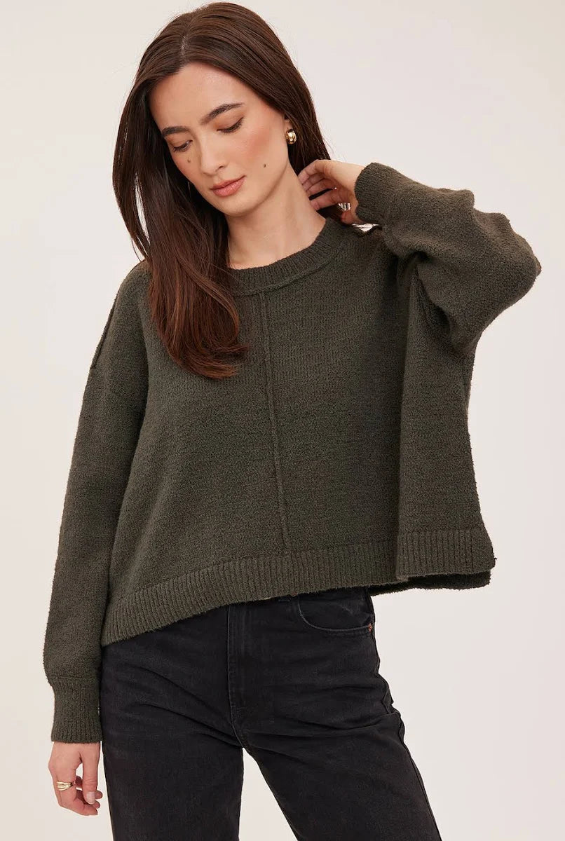 Gentle Fawn Anouk Crew Neck Sweater in Olive