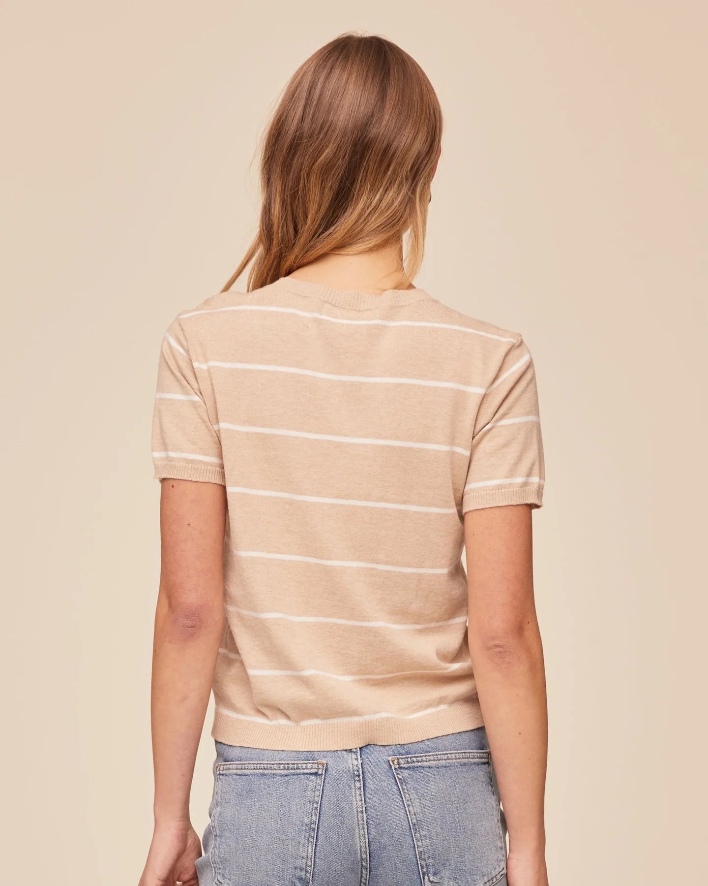 Bella Dahl S/S Knit Top in Sandbar Stripe