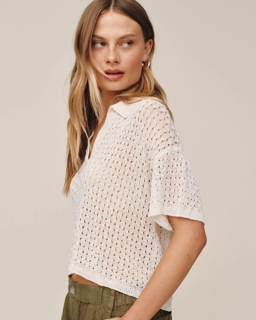 Bella Dahl Short Sleeve Crop Pullover in Sandstone