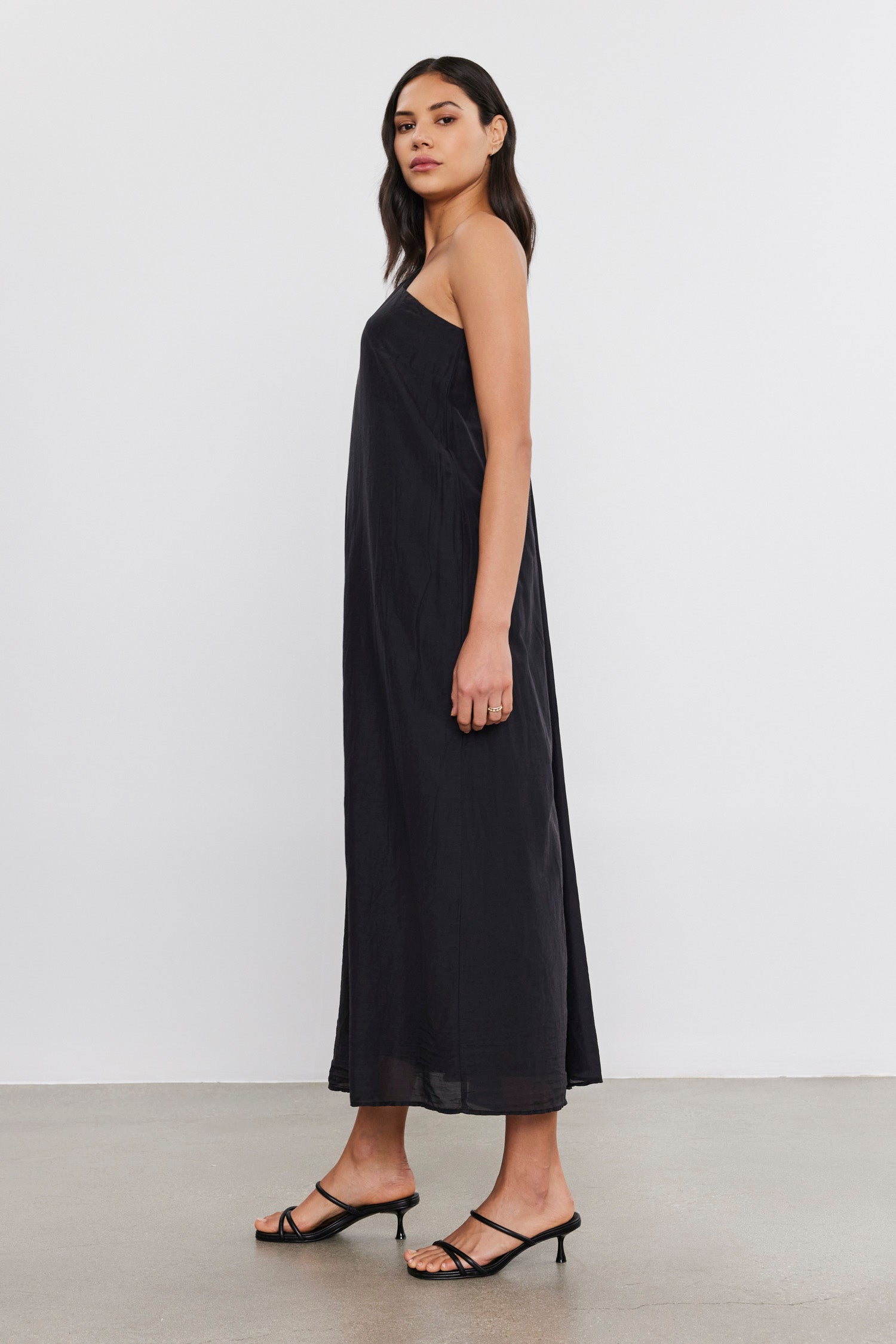 Velvet Diana Silk Cotton Voile Dress in Black