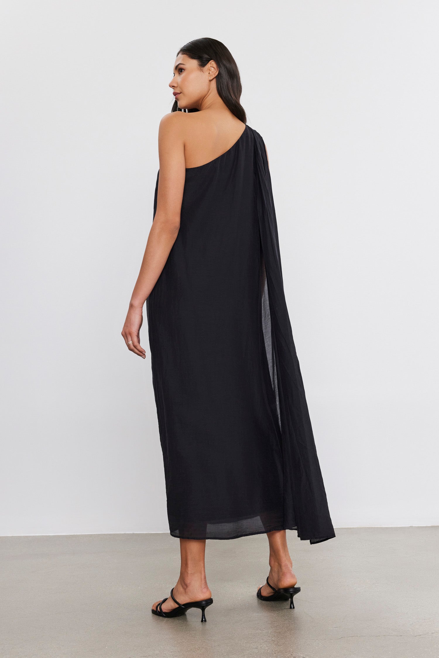 Velvet Diana Silk Cotton Voile Dress in Black