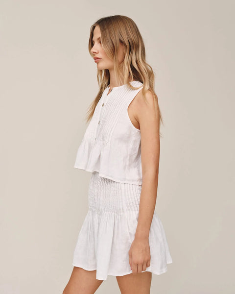 Bella Dahl Sleeveless Linen Pintuck Top in White