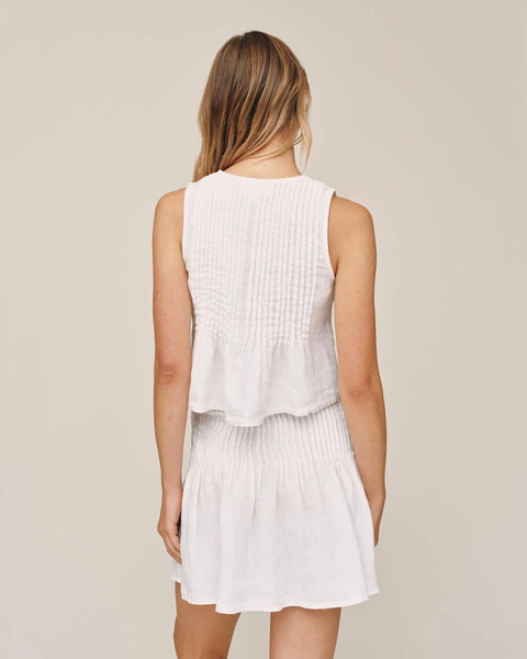 Bella Dahl Sleeveless Linen Pintuck Top in White