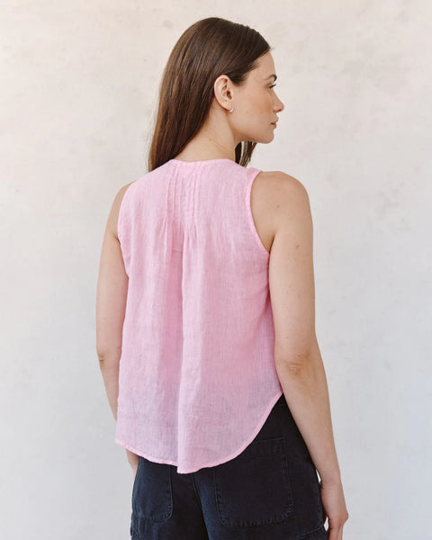 Bella Dahl Sleeveless Pintuck V-Neck Top in Rose Blush