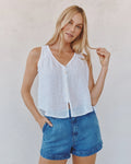 Bella Dahl Sleeveless Pintuck V-Neck Top in White
