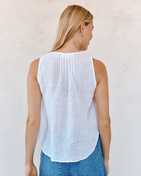 Bella Dahl Sleeveless Pintuck V-Neck Top in White