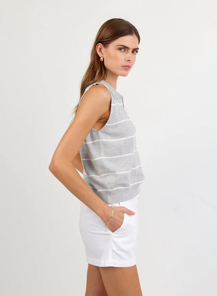 Bella Dahl Sleeveless Placket Pullover in Sea Mist Stripe