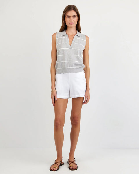 Bella Dahl Sleeveless Placket Pullover in Sea Mist Stripe