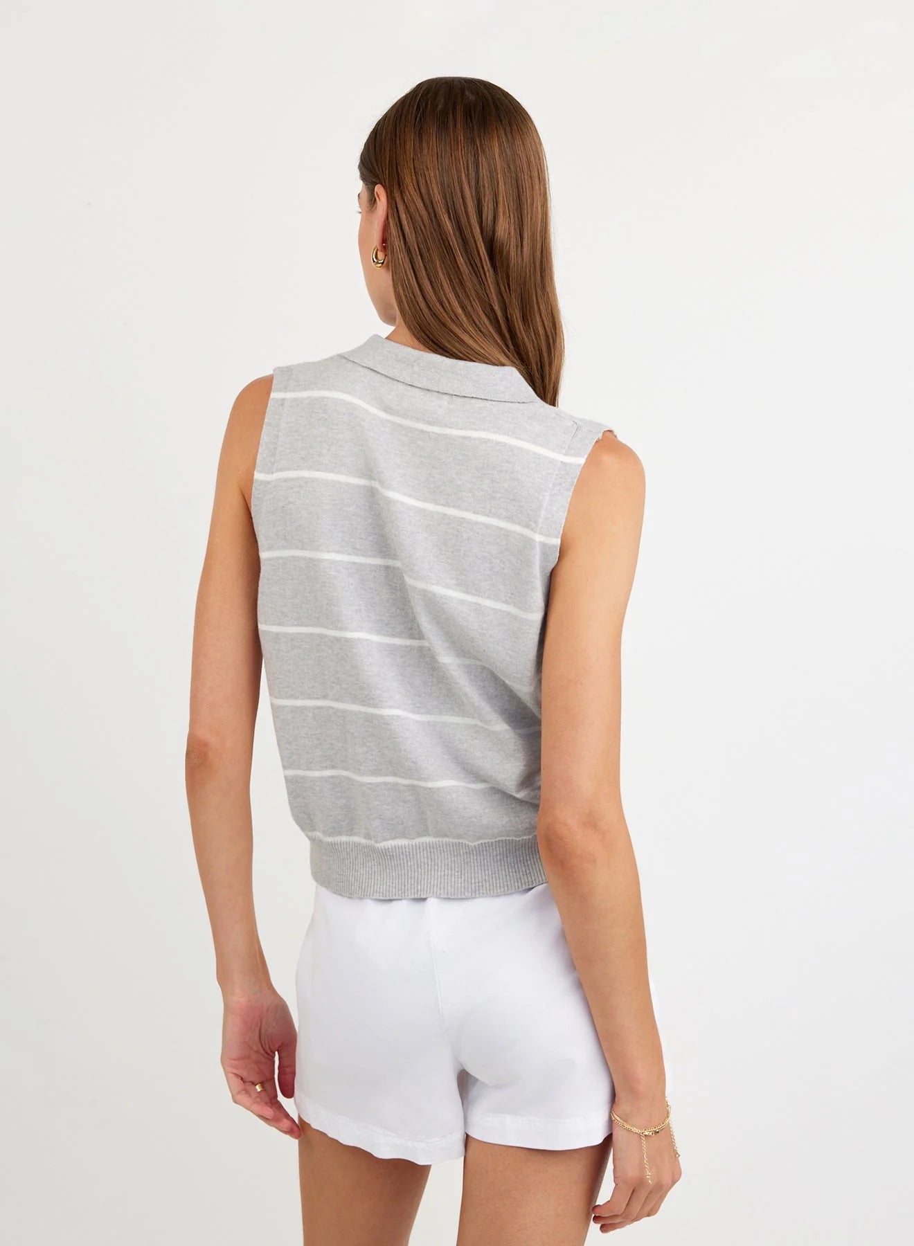 Bella Dahl Sleeveless Placket Pullover in Sea Mist Stripe