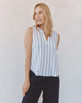 Bella Dahl Sleeveless Pullover in Black and White Shadow Stripe
