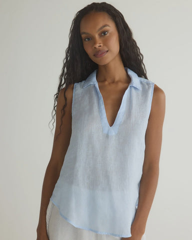 Bella Dahl Linen Sleeveless Pullover in Blue Periwinkle