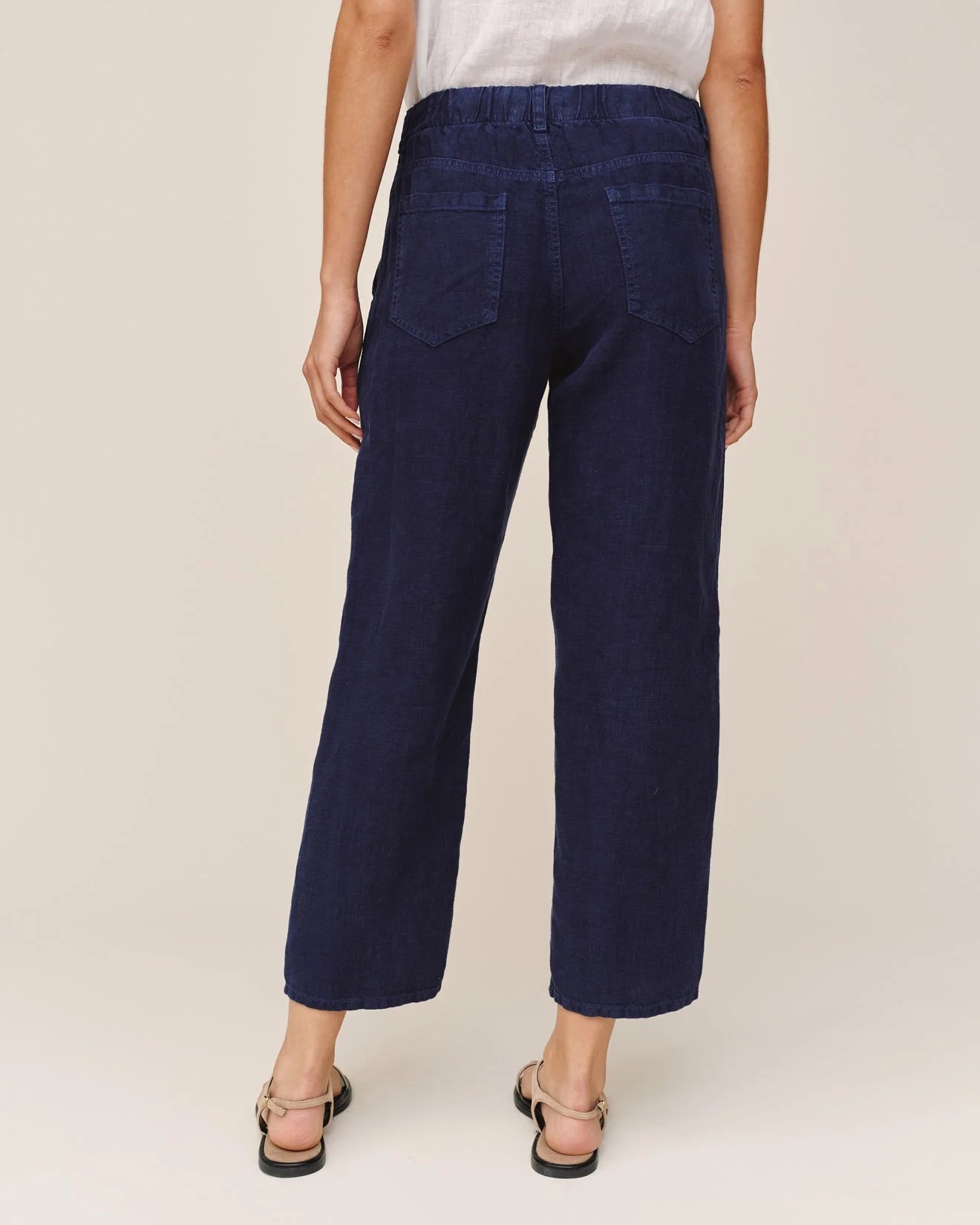 Bella Dahl Soft Barrel Zip Front Linen Pant in Nautical Night