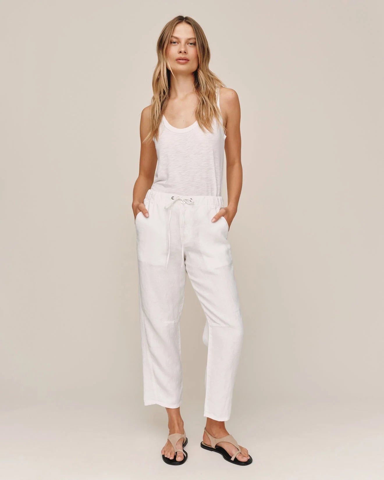 Bella Dahl Soft Barrel Zip Front Linen Pant in White