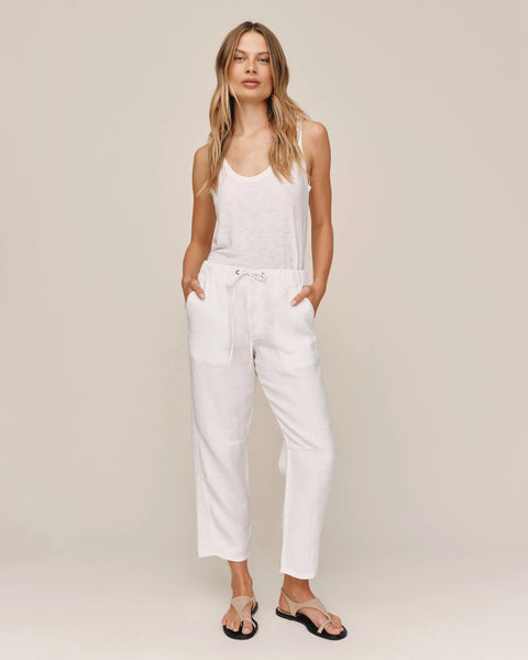Bella Dahl Soft Barrel Zip Front Linen Pant in White