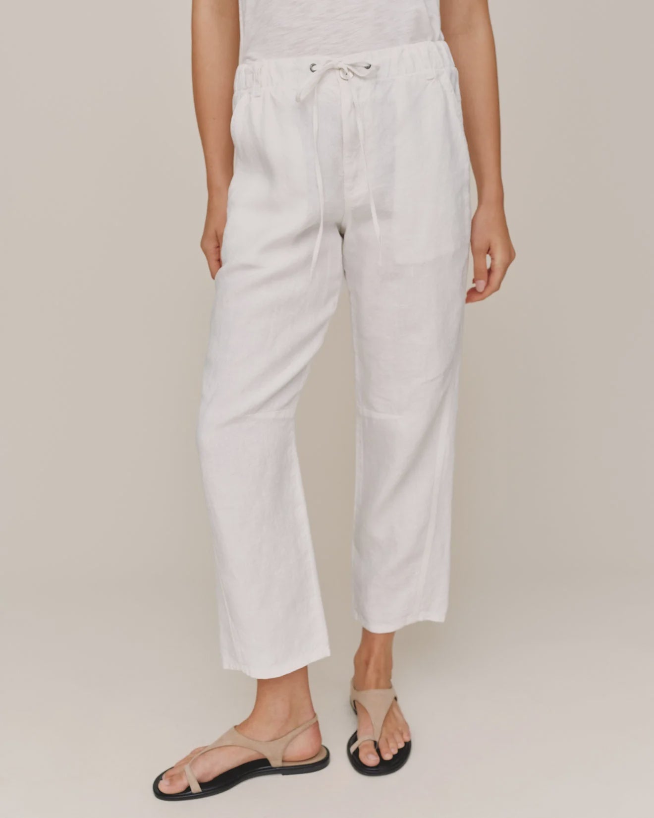 Bella Dahl Soft Barrel Zip Front Linen Pant in White