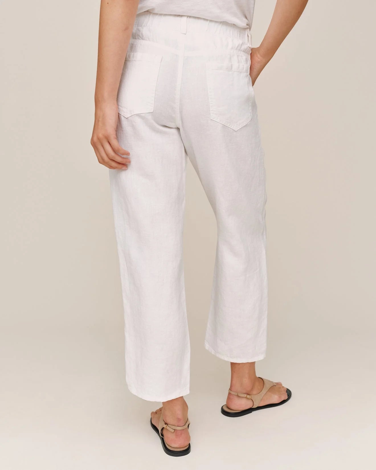 Bella Dahl Soft Barrel Zip Front Linen Pant in White