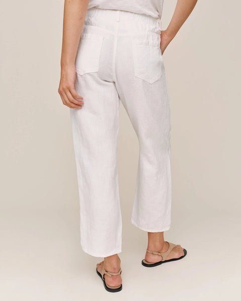 Bella Dahl Soft Barrel Zip Front Linen Pant in White