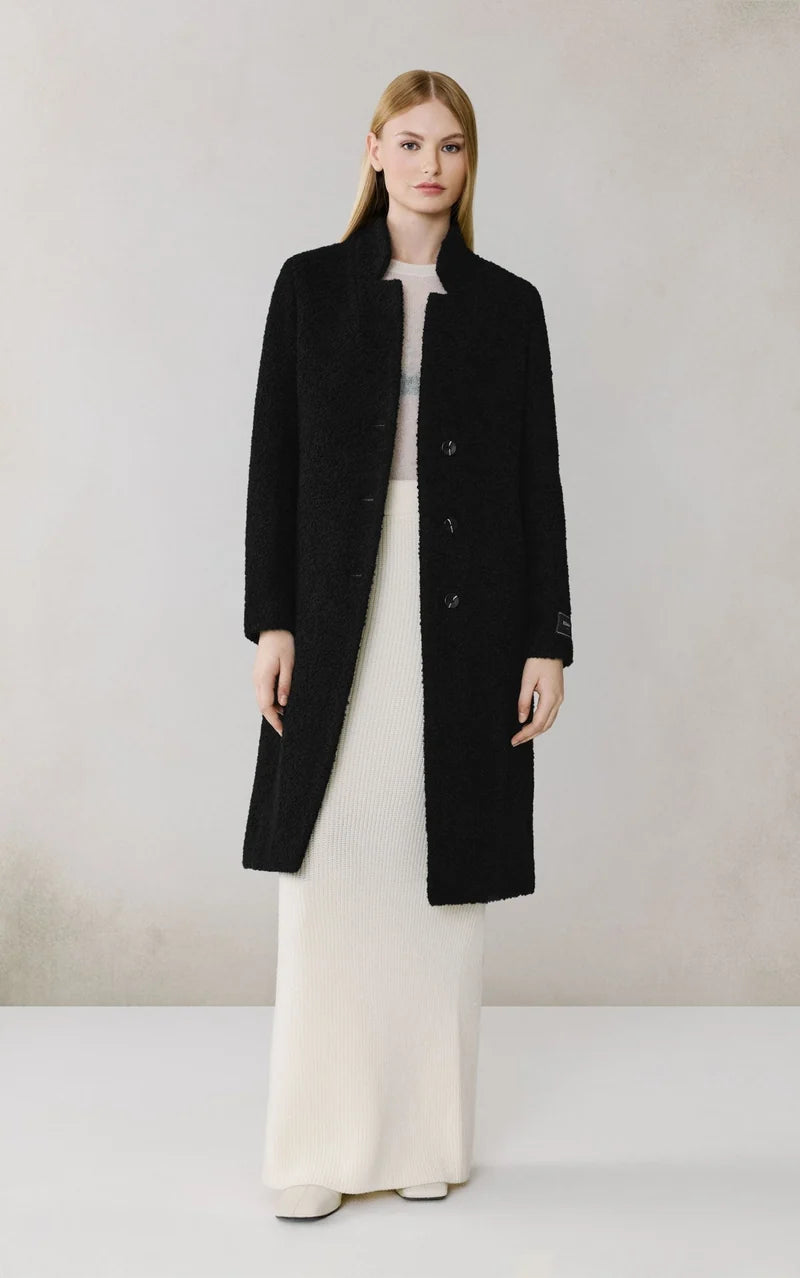 Soia&Kyo Diane Midi Boucle Wool Coat in Black