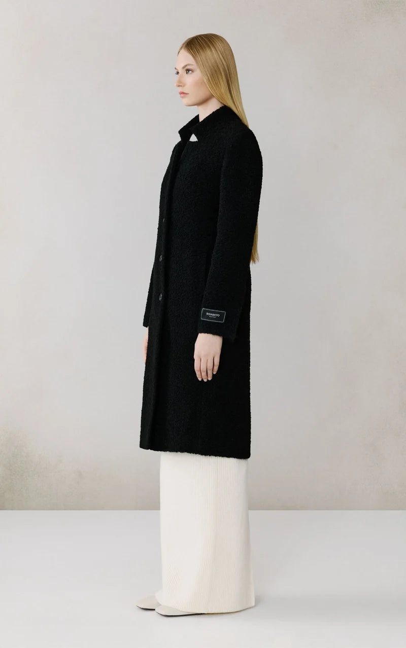 Soia&Kyo Diane Midi Boucle Wool Coat in Black