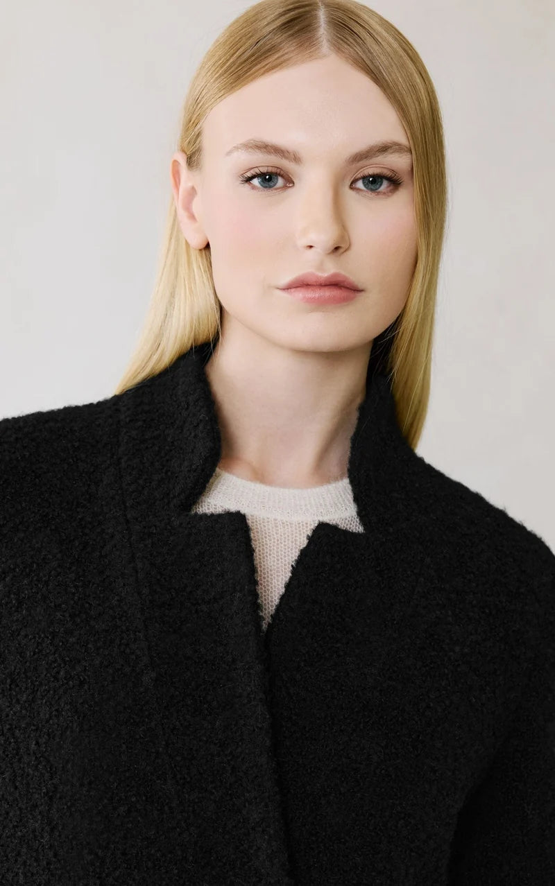 Soia&Kyo Diane Midi Boucle Wool Coat in Black