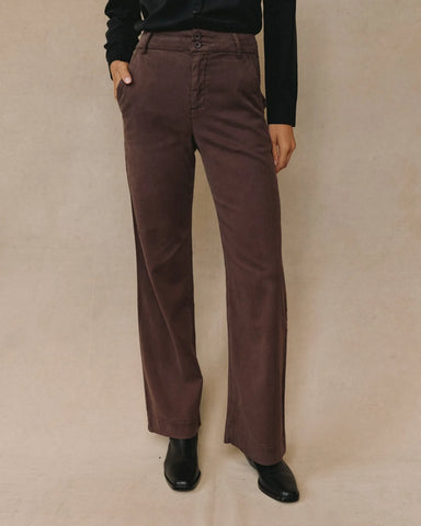 bella dahl Sydney wide leg pant in chestnut brown