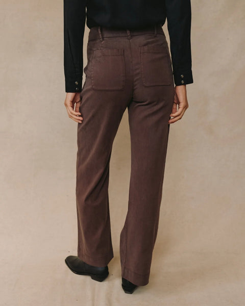bella dahl Sydney wide leg pant in chestnut brown