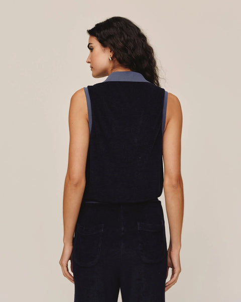 Bella Dahl Terry Sleeveless Collar Top in Nautical Night