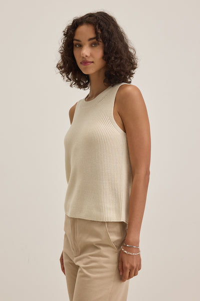 Velvet Muna07 Textured Cotton Sweater in Ivory